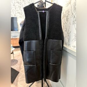 Vegan leather Sherpa vest Korean Fashion